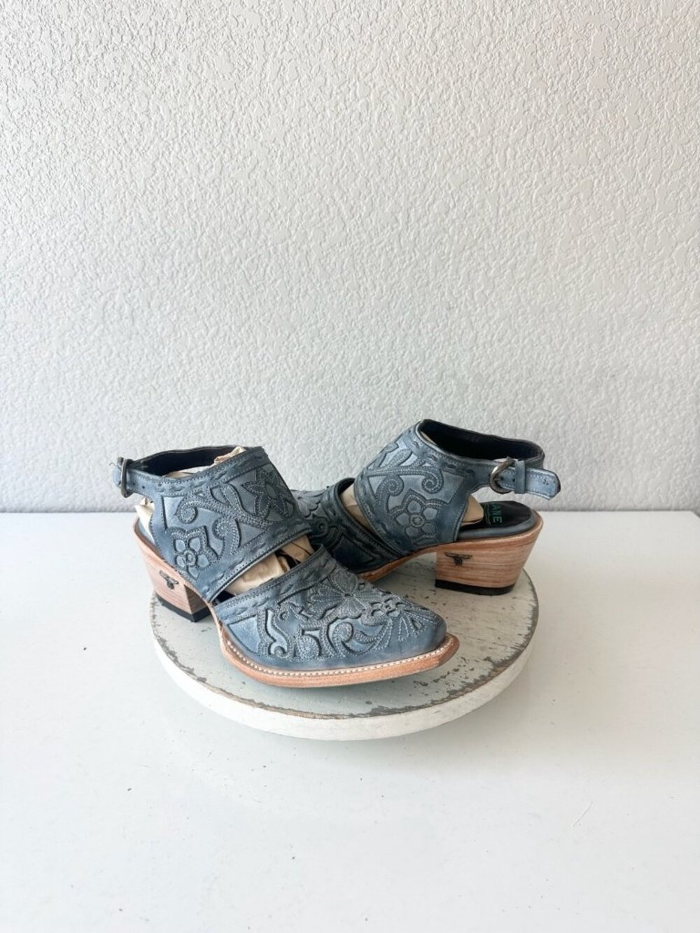 Lane Robin Slingback Mule Womens Cowboy Boots Blue Cowgirl Western Ankle Size 9 - Picture 12 of 12